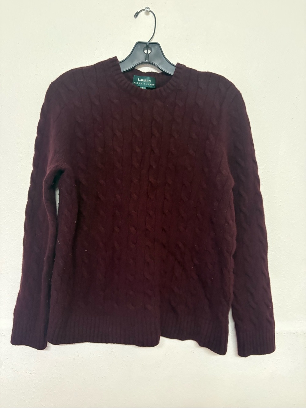 Lauren Ralph Lauren Men's Cable Knit Crewneck Sweater - Burgundy